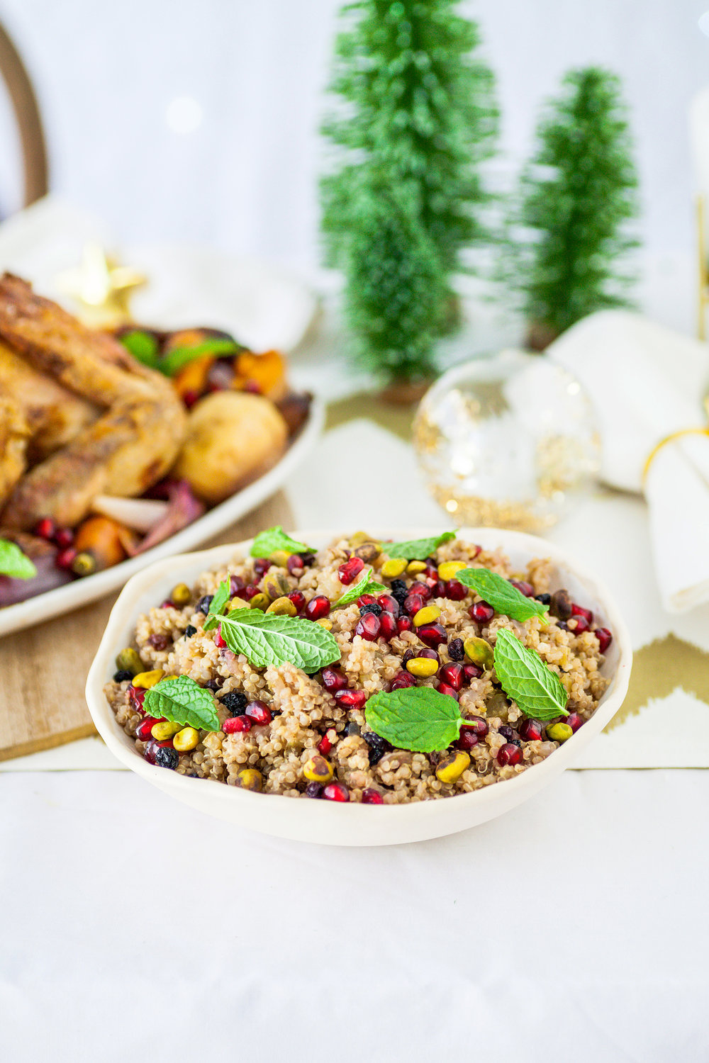 Moroccan Roast Chicken With Quinoa, Pistachio & Currant Stuffing {GF, DF} | The Whimsical Wife